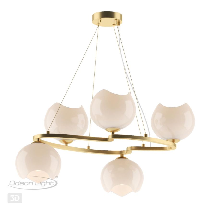 Люстра ODEON LIGHT EXCLUSIVE 4873/5 WATERLILY золотой/белый/стекло