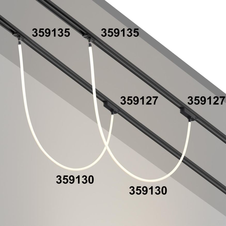 Трековый однофазный трехжильный адаптер для светильников 359128-359133 NOVOTECH 359127 RAMO черный