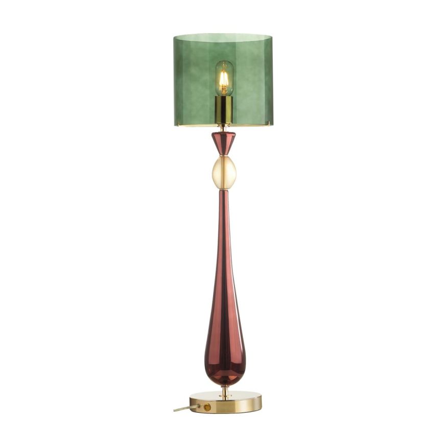 Настольная лампа ODEON LIGHT EXCLUSIVE 4868/1T TOWER золотой/бордовый/стекло