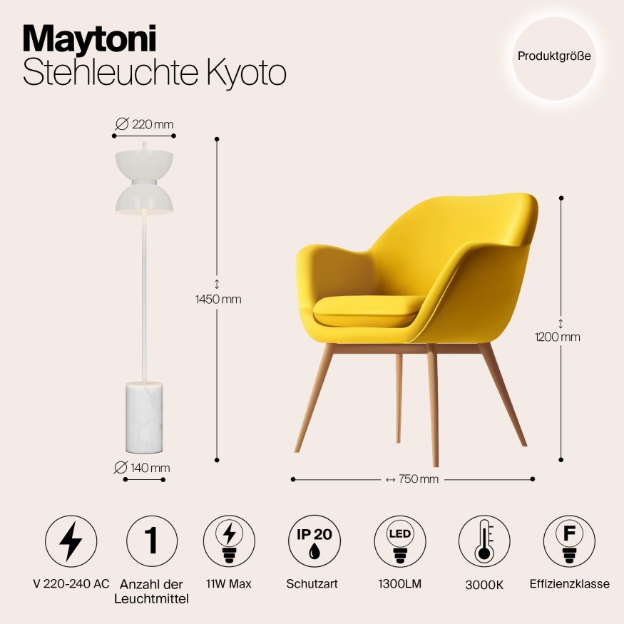 Напольный светильник (торшер) Maytoni MOD178FL-L11W3K Maytoni Kyoto Белый