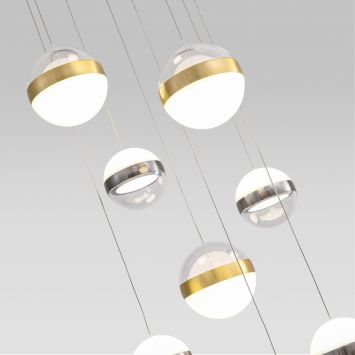 Люстра каскадная ODEON LIGHT 5037/84L RONI никель/античная бронза/прозрачн/молочный