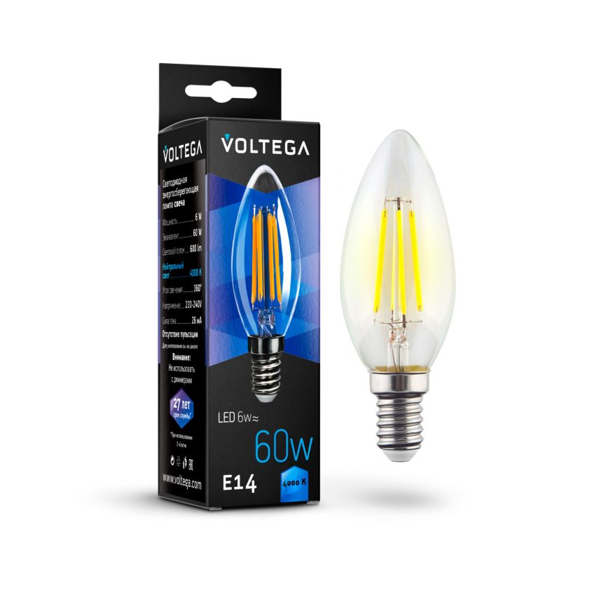 Лампочка Voltega 7020 Voltega Candle 6W Прозрачный