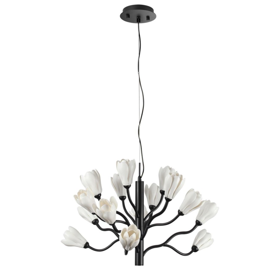 Люстра ODEON LIGHT 5090/15 GARDI черный мат./белый/фарфор