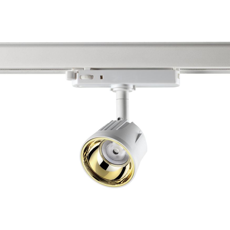 Трехфазный трековый светодиодный светильник NOVOTECH 358716 KNOF корпус белый/рефлектор золото