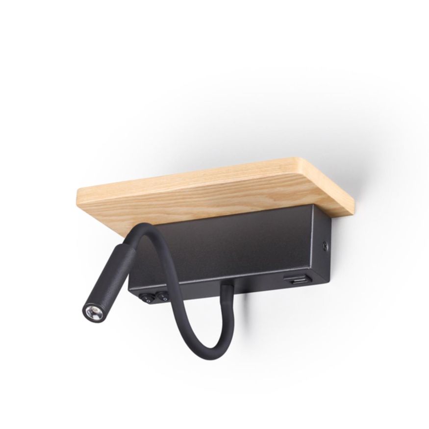 Настенный светильник-полка с подсветкой/USB ODEON LIGHT 3868/8WL WOODY светлое дерево
