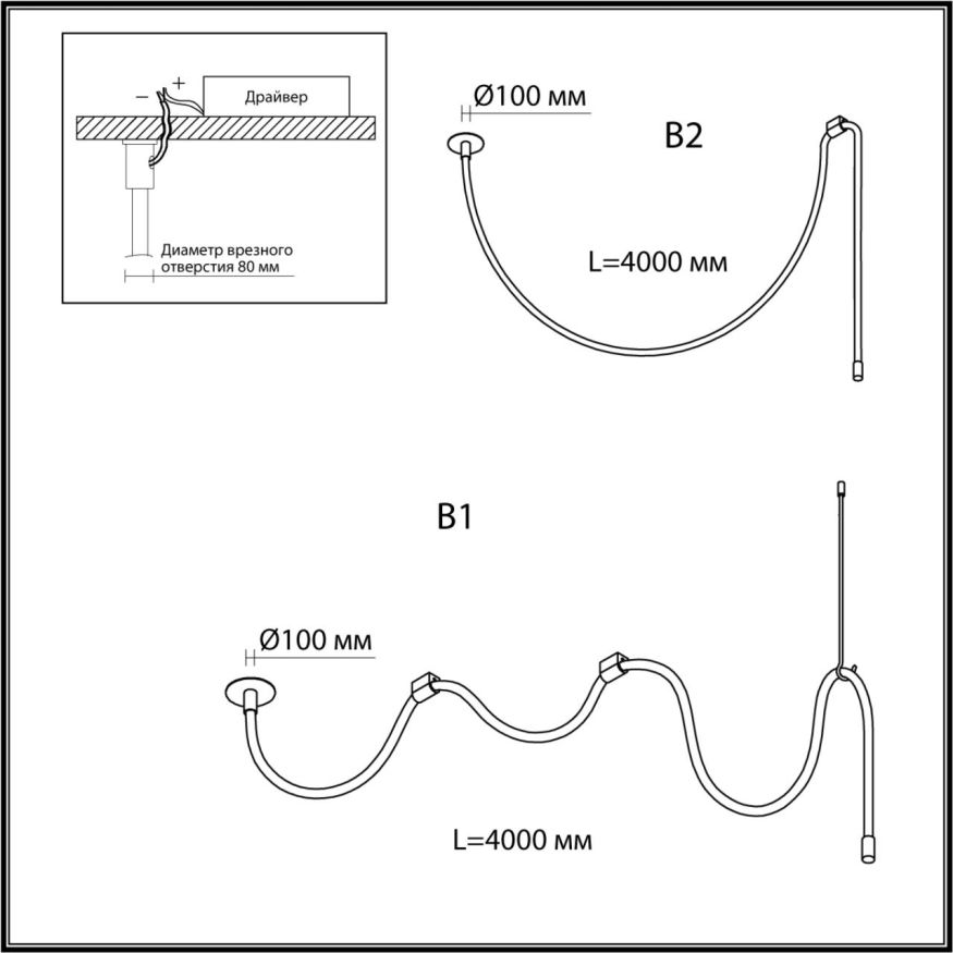 Потолочный/подвесной встраиваемый ODEON LIGHT 4399/40CL CORDA античная бронза