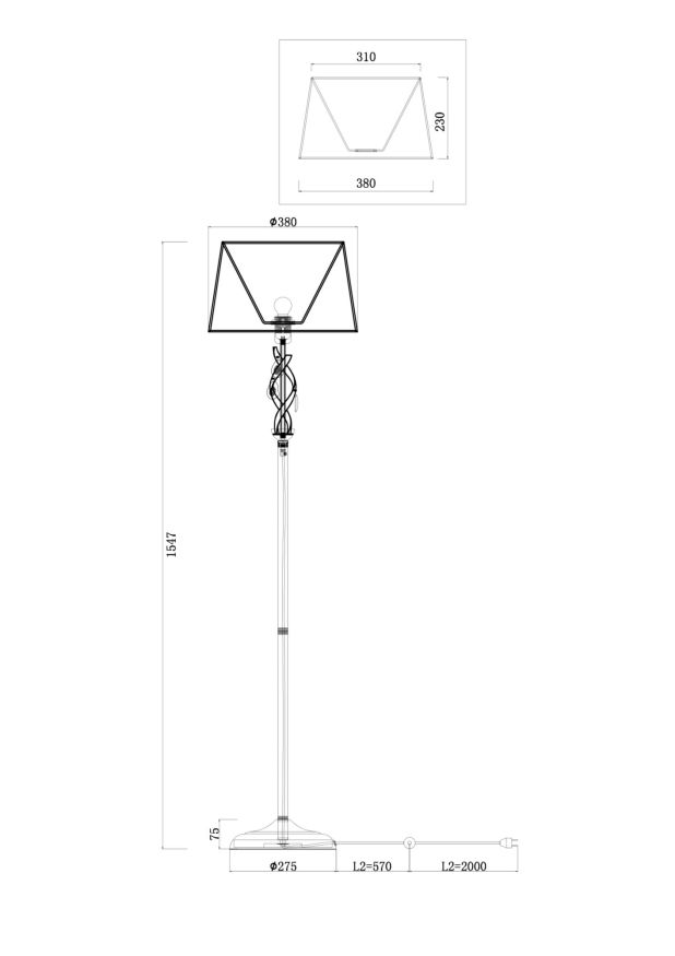 Напольный светильник (торшер) Freya FR2001FL-01G Freya Monique Матовое Золото