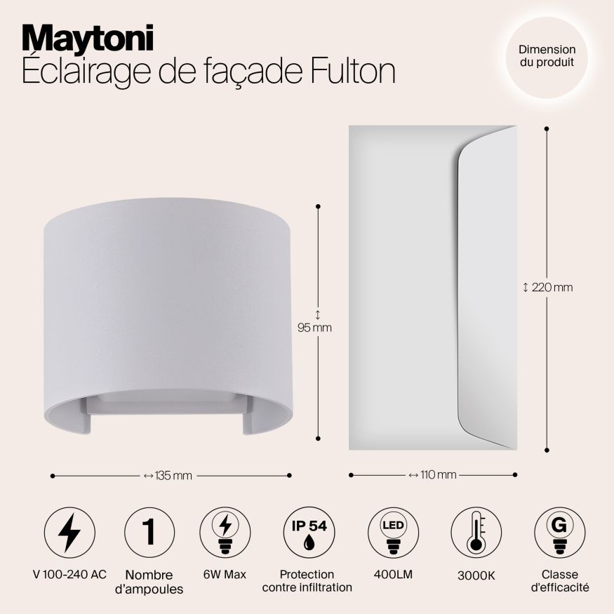 Архитектурная подсветка Outdoor O573WL-L6W MAYTONI Fulton Белый