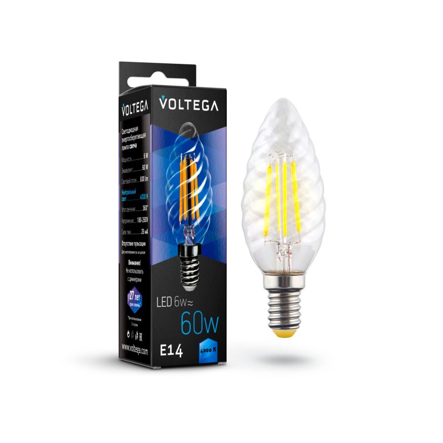 Лампочка Voltega 7028 Voltega Candle corn 6W Прозрачный