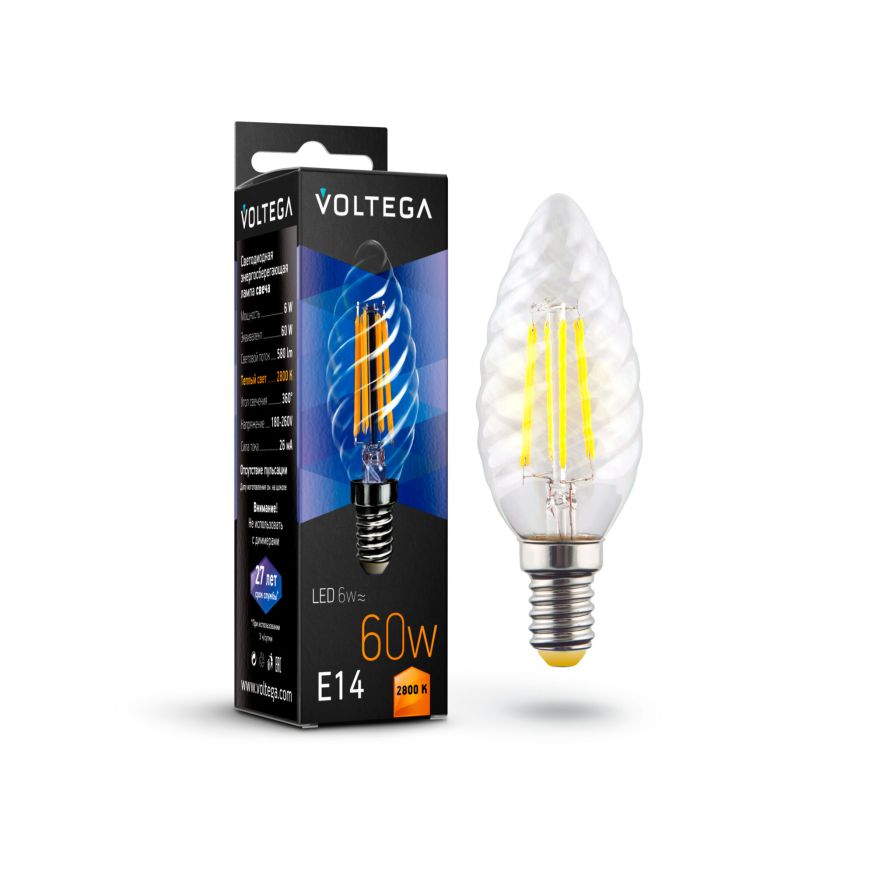 Лампочка Voltega 7027 Voltega Candle corn 6W Прозрачный