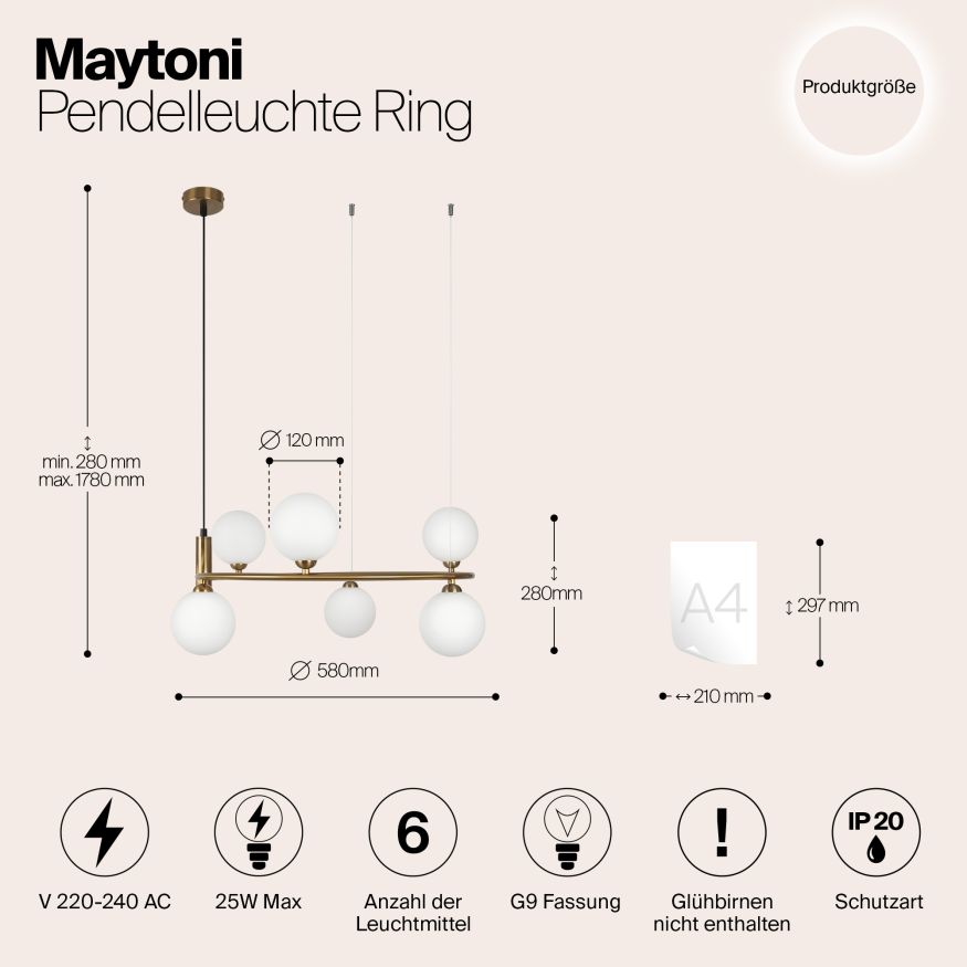 Подвесной светильник Maytoni MOD013PL-06BS1 Maytoni Ring Латунь