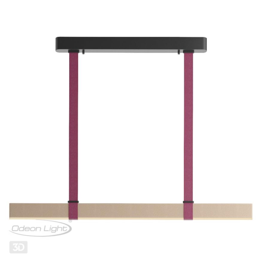 Подвесной светильник ODEON LIGHT 6630/36L VINCENT металл/экокожа/беж/бордовый