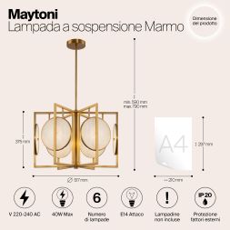 Подвесной светильник Maytoni MOD099PL-06G Maytoni Marmo Латунь