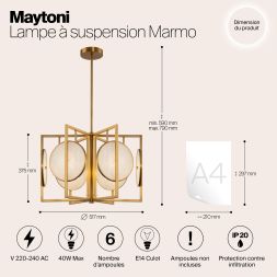 Подвесной светильник Maytoni MOD099PL-06G Maytoni Marmo Латунь