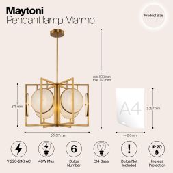 Подвесной светильник Maytoni MOD099PL-06G Maytoni Marmo Латунь