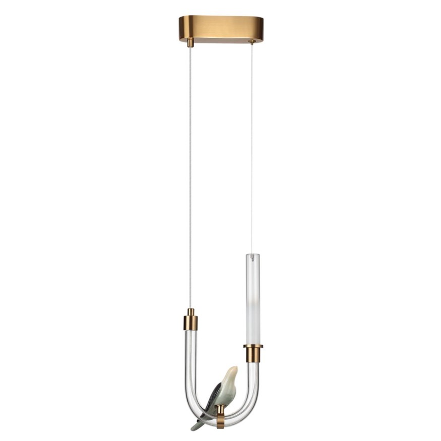 Подвес ODEON LIGHT EXCLUSIVE 5431/2L LARK золотой(под латунь)/белый градиент/беж./зеленый/ металл/стекло/керамика