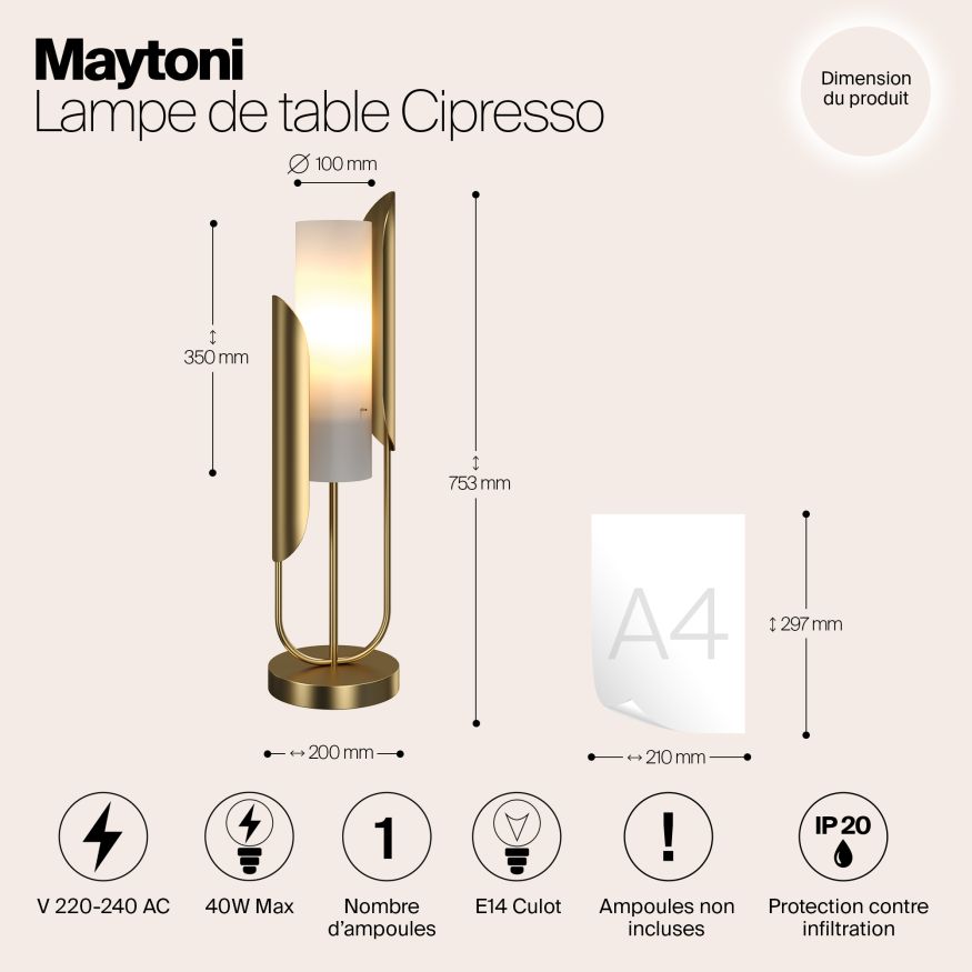 Настольный светильник Maytoni Z014TL-01G Maytoni Сipresso Золото