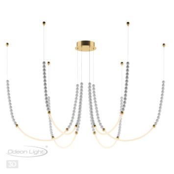 Люстры ODEON LIGHT 6639/70L MONELLA металл/античная бронза/белые бусы из акрила