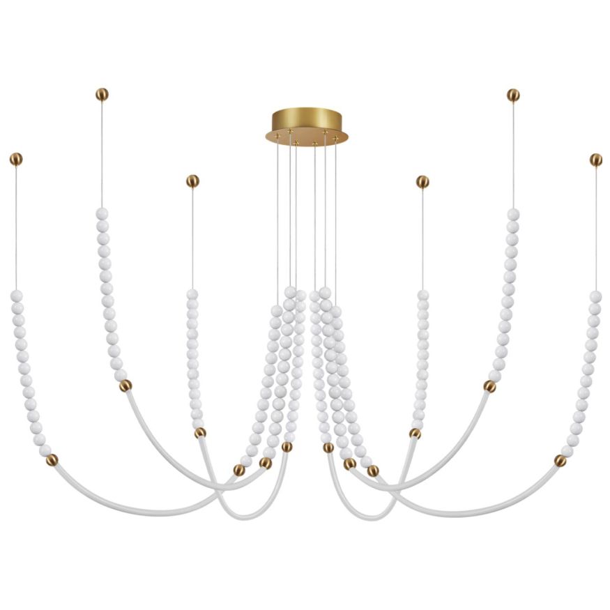 Люстры ODEON LIGHT 6639/70L MONELLA металл/античная бронза/белые бусы из акрила