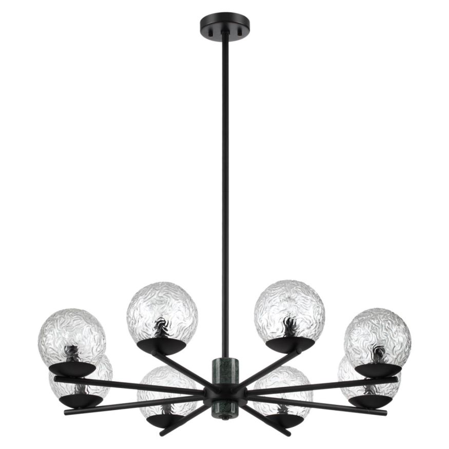 Люстра ODEON LIGHT 5026/8 GREENI черный матовый/темно-зеленый/прозрачный/металл/мрамор/стекло