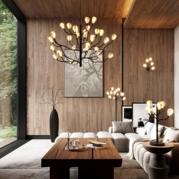 Люстра ODEON LIGHT 5090/18 GARDI черный мат./белый/фарфор