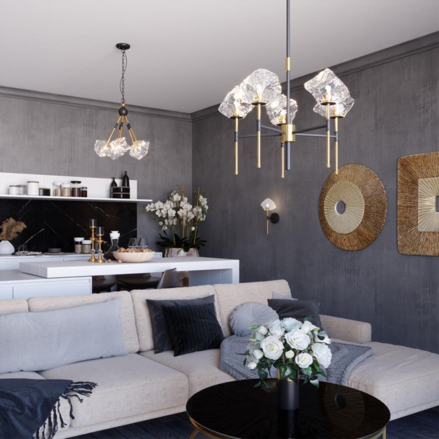 Бра ODEON LIGHT 4789/1W STONO черный/золотой/прозрачный