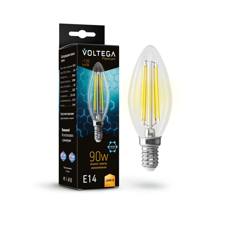 Лампочка Voltega 7219 Voltega Candle 9W Graphene Прозрачный