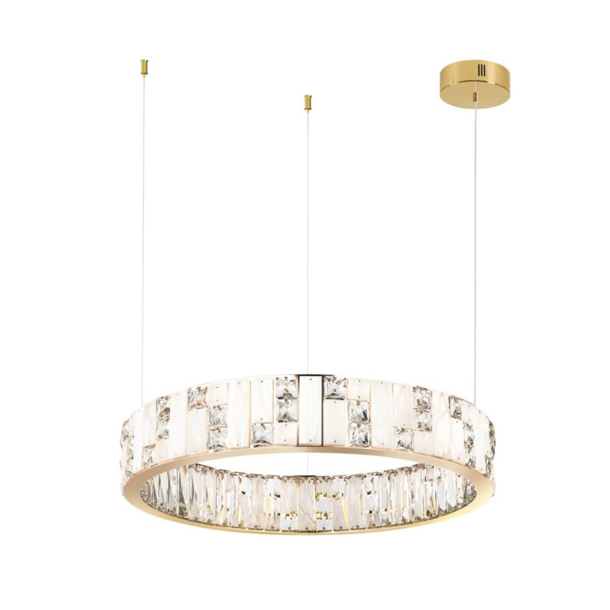 Люстра ODEON LIGHT 5072/80L CROSSA золото/прозрачный/белый