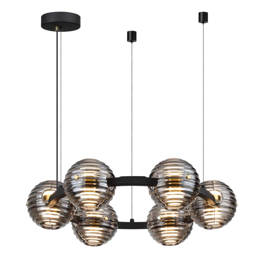 Люстра ODEON LIGHT 5041/60L TRONI черн./золото/дымчатый