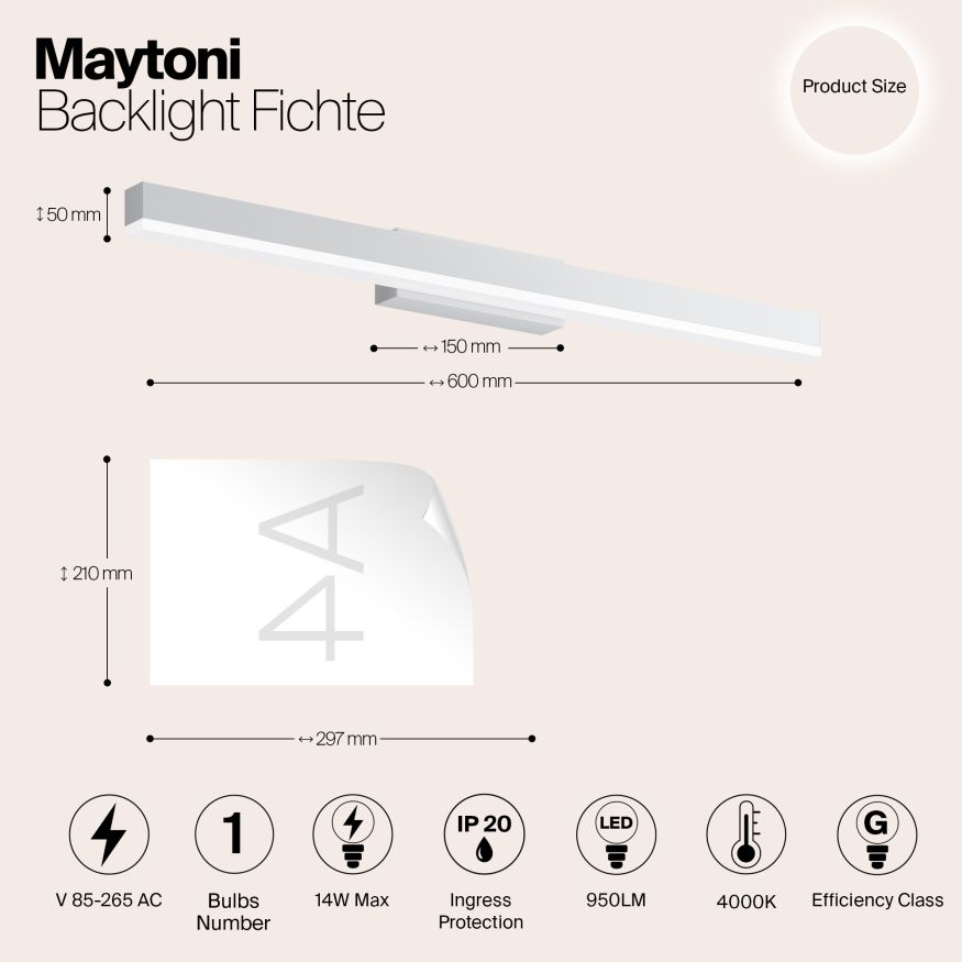 Подсветка Maytoni MIR012WL-L14W4K Maytoni Fichte Белый