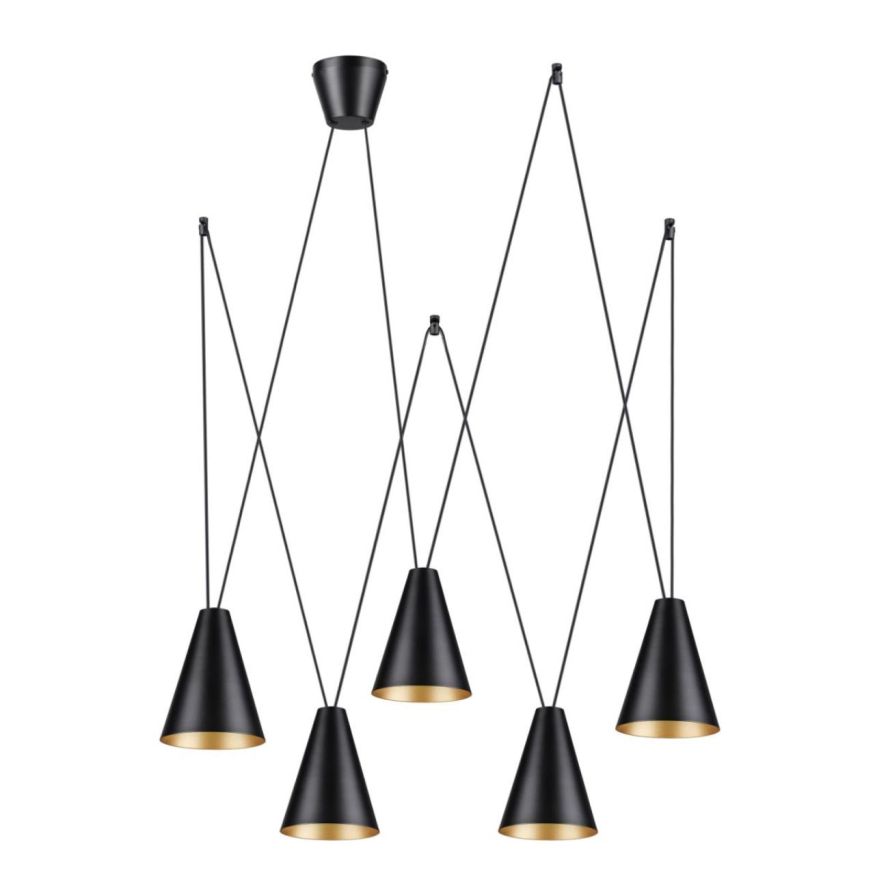 Светильник подвесной LUMION 5226/5 BROOKS черный, матовое золото