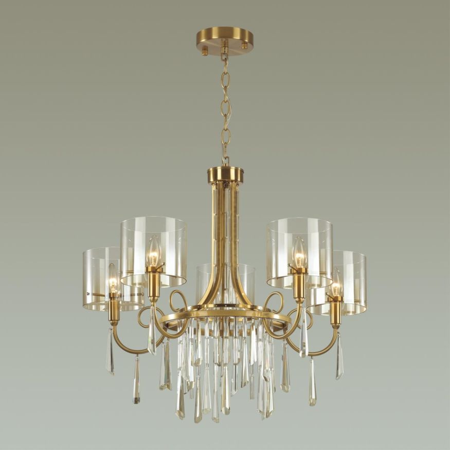 Люстра ODEON LIGHT EXCLUSIVE 4886/5 Nicole бронзовый/янтарный/прозрачный