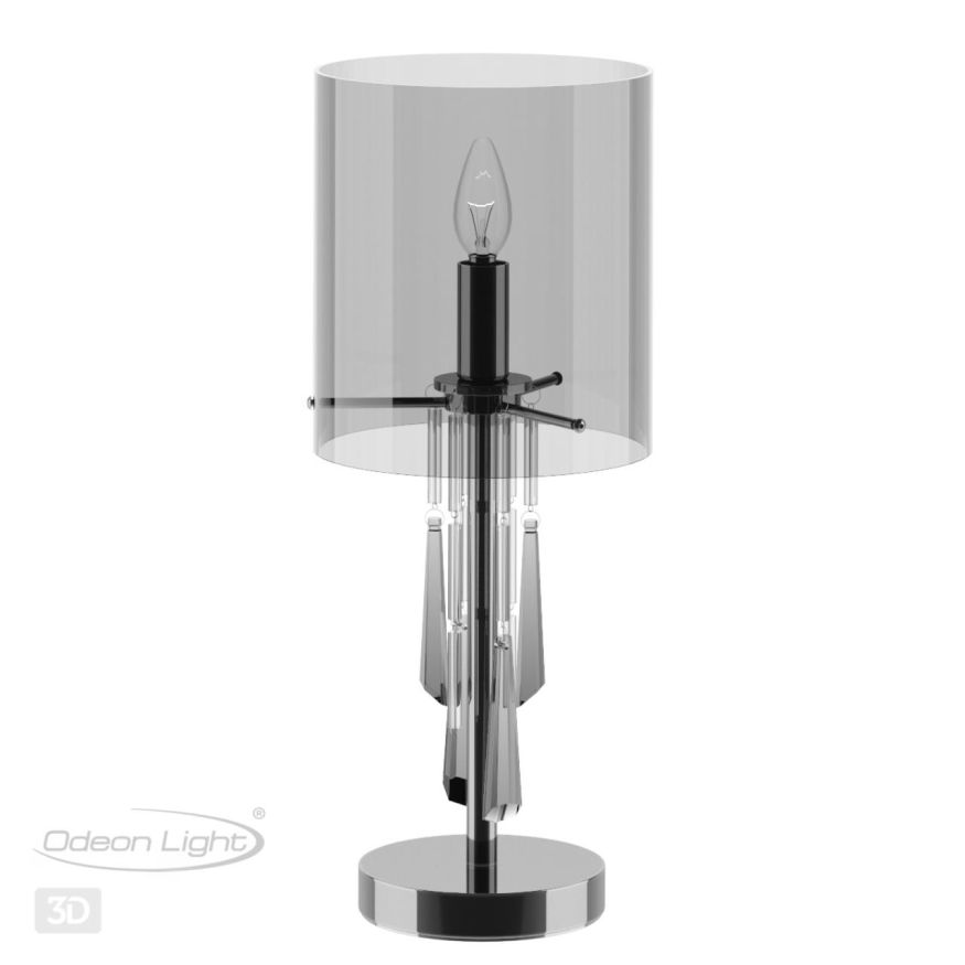 Настольная лампа ODEON LIGHT EXCLUSIVE 4890/1T Nicole черный хром/дымчатый/прозрачный