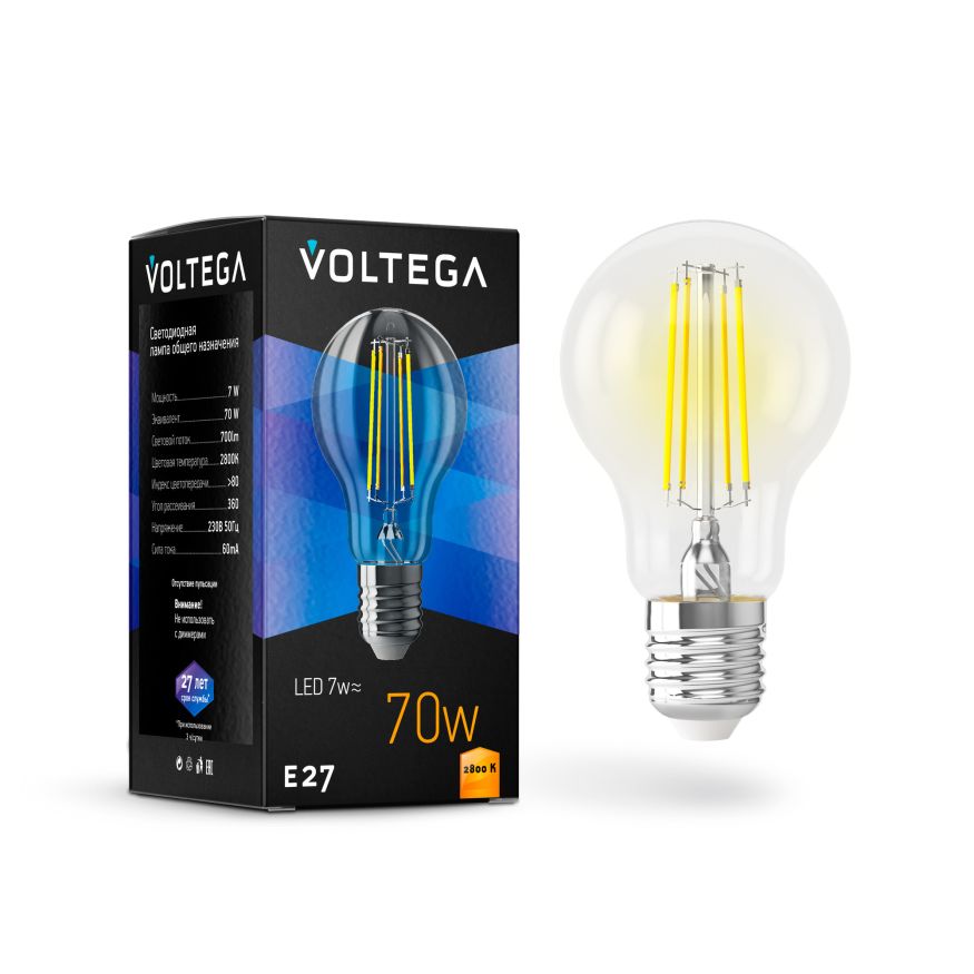 Лампочка Voltega 7140 Voltega General purpose bulb E27 7W Прозрачный